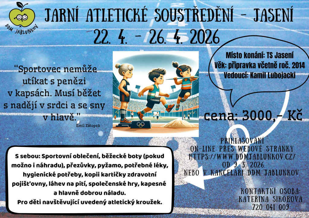 Jarní atletické soustředění - Jasení